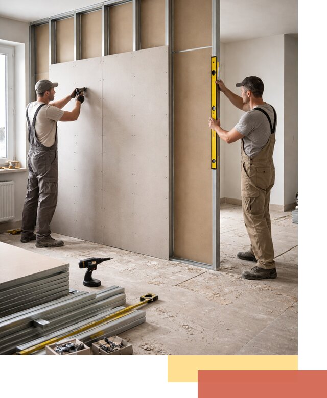 Зонирующая перегородка из гипсокартона под ключ в Сосногорске