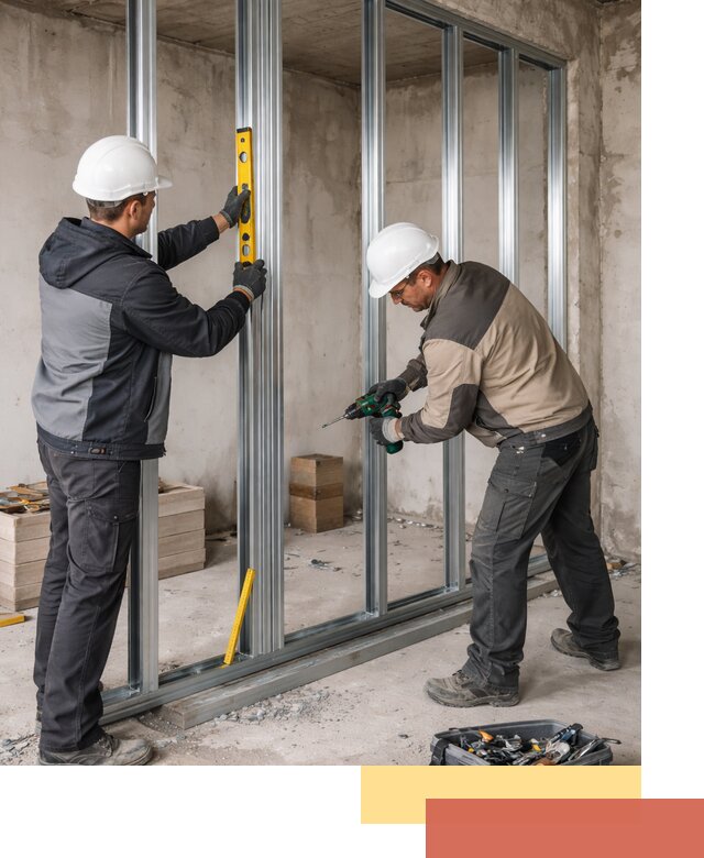 Монтаж каркаса перегородки из профиля в Сосногорске