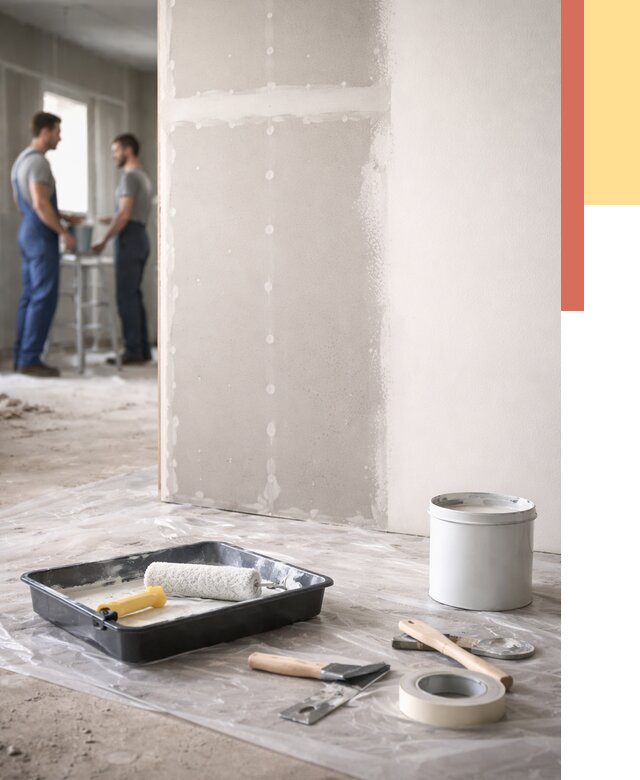 Покраска перегородок из гипсокартона в Сосногорске от 4642 руб. под ключ | ОТДЕЛОЧНИК-Сно