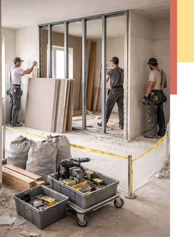 Перенос гипсокартонной перегородки в Сосногорске под ключ от 4642 руб. | Демонтаж и монтаж – ОТДЕЛОЧНИК-Сно