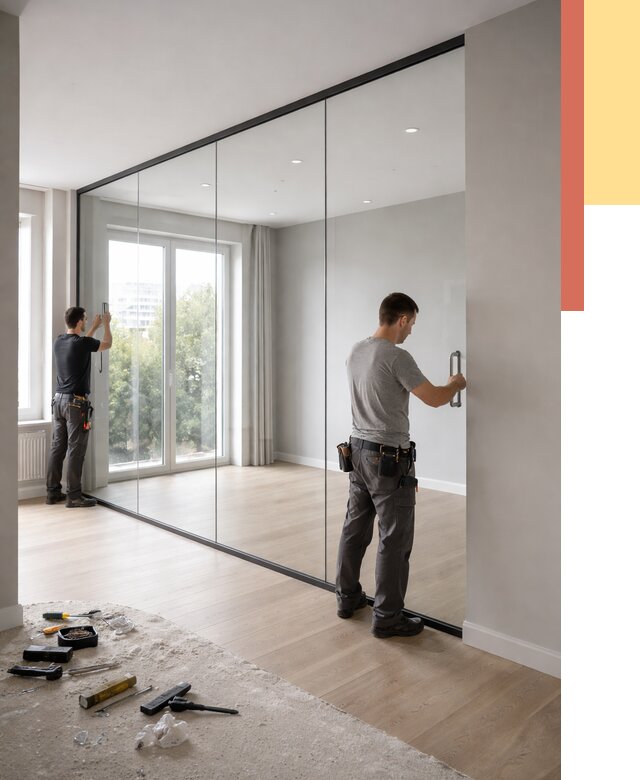 Изготовление стеклянных перегородок в Сосногорске от 12740 руб. под ключ | ОТДЕЛОЧНИК-Сно