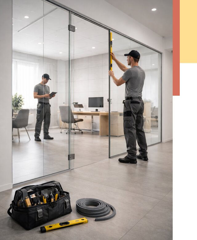 Цельностеклянные перегородки под ключ в Сосногорске от 9800 руб. — монтаж и цены | ОТДЕЛОЧНИК-Сно