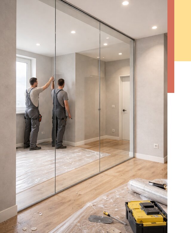 Безрамные стеклянные перегородки в Сосногорске — монтаж от 9800 руб. | ОТДЕЛОЧНИК-Сно