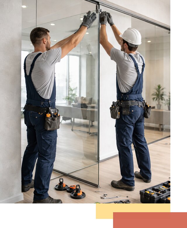 Безрамные стеклянные перегородки под ключ в Сосногорске