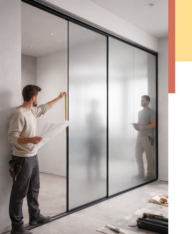 Матовые стеклянные перегородки в Сосногорске от 8769 руб. — монтаж и установка | ОТДЕЛОЧНИК-Сно