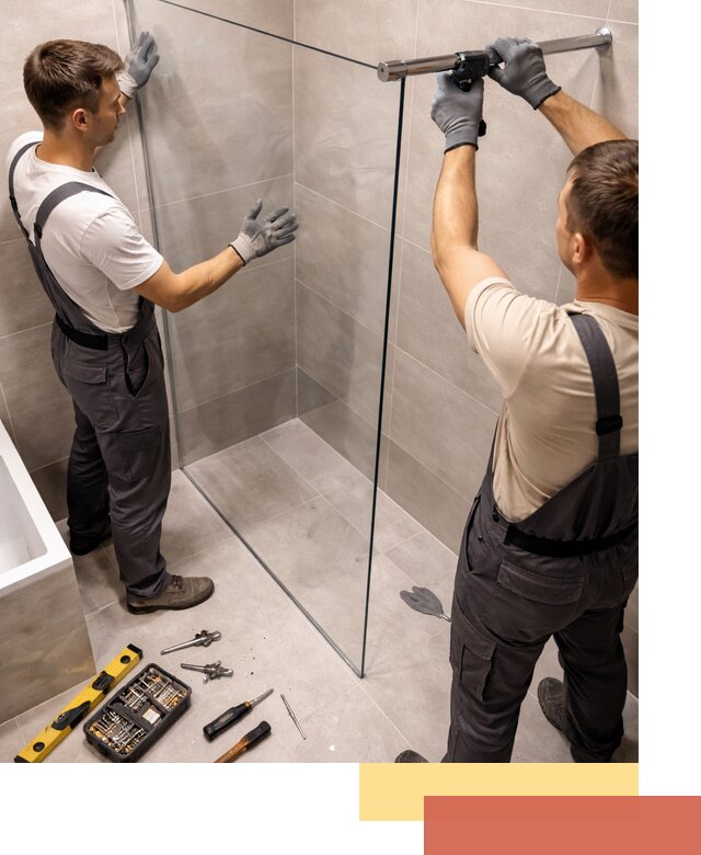 Стеклянные перегородки для душа в Сосногорске — изготовление и монтаж