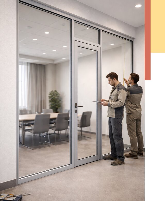 Установка и монтаж алюминиевых перегородок со стеклом в Сосногорске от 8459 руб. | ОТДЕЛОЧНИК-Сно