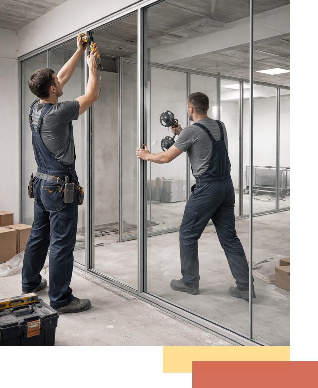 Алюминиевые перегородки со стеклом в Сосногорске — изготовление и монтаж