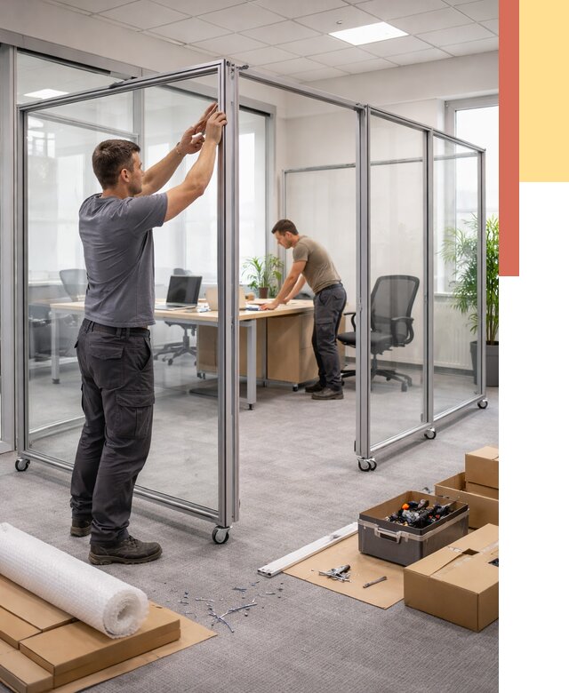 Мобильные офисные перегородки в Сосногорске от 12895 руб. — установка под ключ | ОТДЕЛОЧНИК-Сно