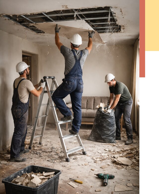 Демонтаж гипсокартонного потолка в Сосногорске от 433 руб. за м2 — ОТДЕЛОЧНИК-Сно