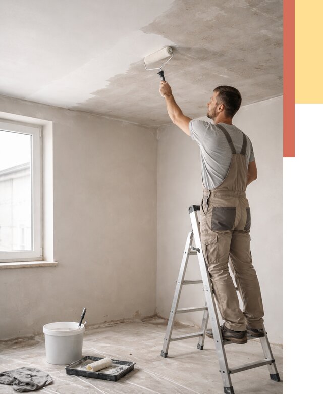 Грунтовка потолка в Сосногорске от 2579 руб. — быстро и недорого | ОТДЕЛОЧНИК-Сно