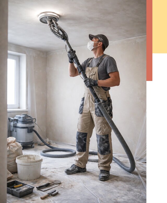 Шлифовка потолка в Сосногорске от 3611 руб. — услуги шлифования потолка | ОТДЕЛОЧНИК-Сно