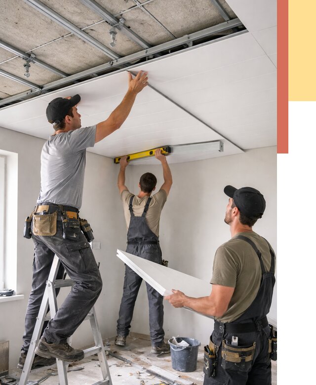 Монтаж потолка из ПВХ панелей в Сосногорске от 3611 руб./м2 — быстро и недорого | ОТДЕЛОЧНИК-Сно