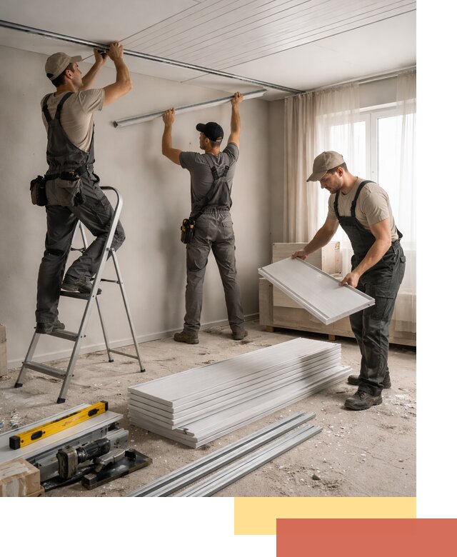 Монтаж потолка из ПВХ панелей в Сосногорске оперативно и качественно