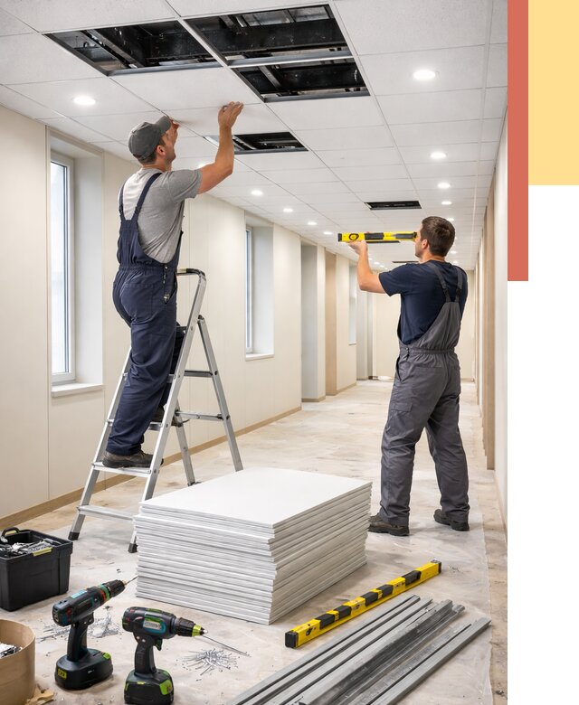 Ремонт потолка Армстронг в Сосногорске от 4642 руб. — быстро и недорого | ОТДЕЛОЧНИК-Сно