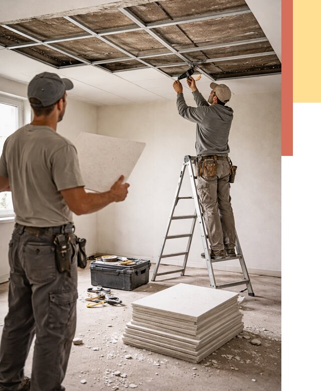 Замена плит подвесного потолка в Сосногорске от 1805 руб. быстро и недорого | ОТДЕЛОЧНИК-Сно