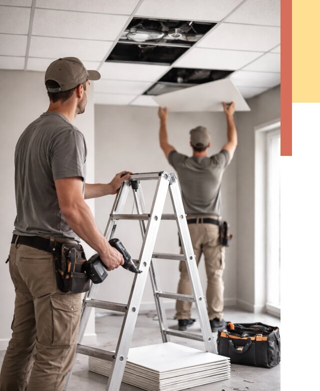 Обслуживание подвесного потолка в Сосногорске от 3611 руб. — быстро и недорого | ОТДЕЛОЧНИК-Сно