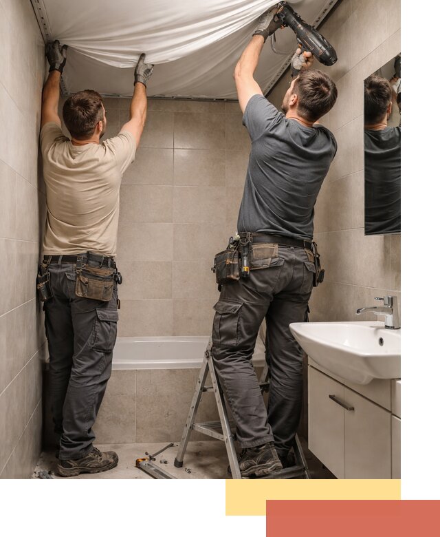 Монтаж натяжного потолка в ванной в Сосногорске быстро и качественно