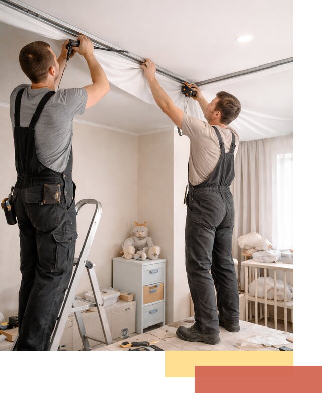 Монтаж натяжного потолка в детской комнате в Сосногорске