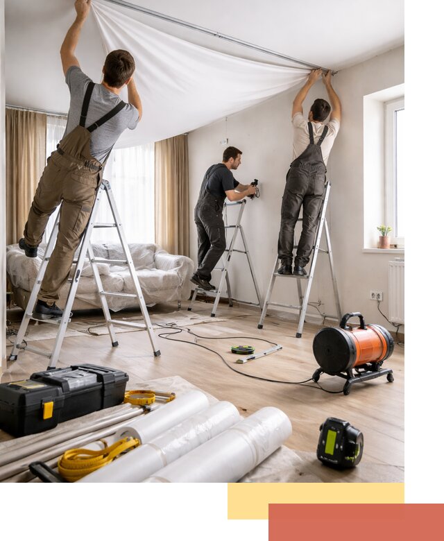 Монтаж натяжного потолка в гостиной в Сосногорске