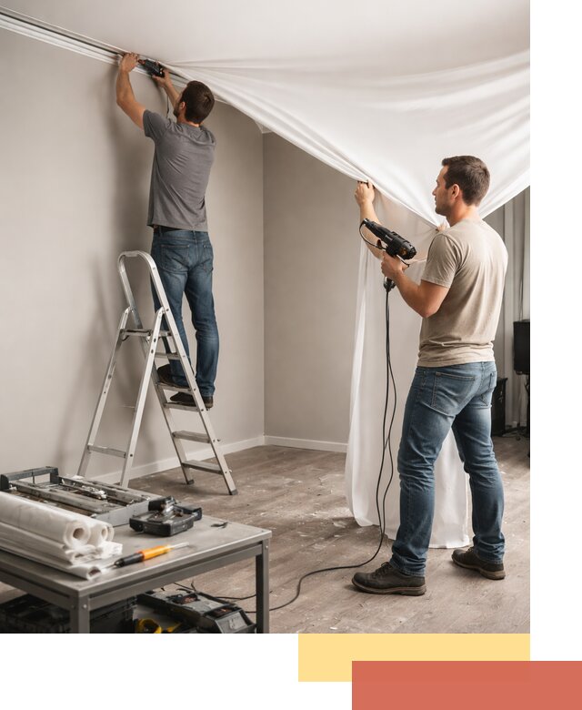 Монтаж натяжного потолка в студии в Сосногорске