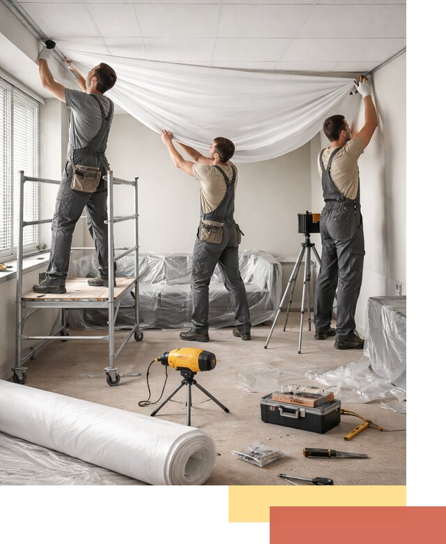 Монтаж натяжного потолка в офисе в Сосногорске