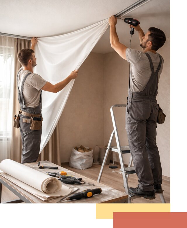 Замена полотна натяжного потолка в Сосногорске быстро и качественно