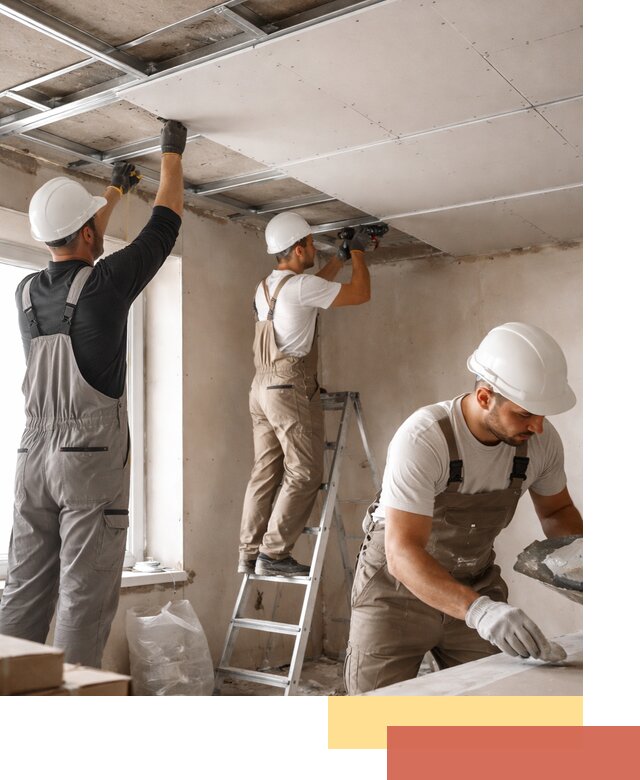 Одноуровневый потолок из гипсокартона в Сосногорске — монтаж и отделка