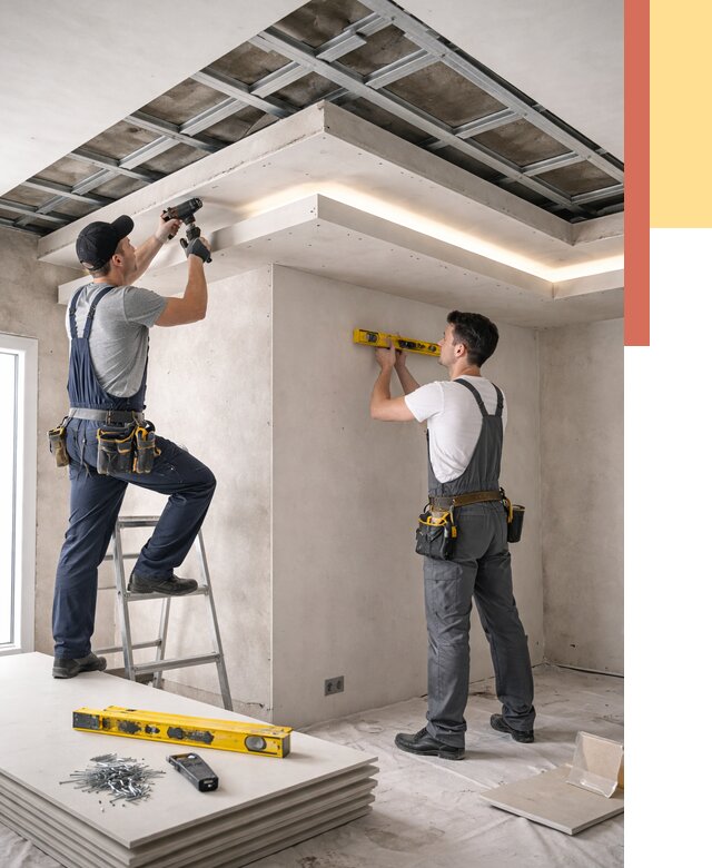 Двухуровневый потолок из гипсокартона в Сосногорске от 1496 руб. под ключ | ОТДЕЛОЧНИК-Сно