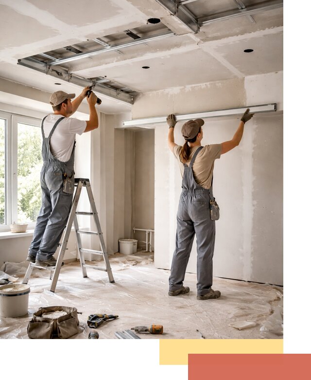 Монтаж многоуровневого потолка из гипсокартона в Сосногорске