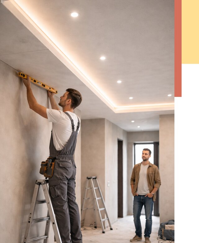 Потолок из гипсокартона с подсветкой в Сосногорске от 774 руб./м2 под ключ | ОТДЕЛОЧНИК-Сно