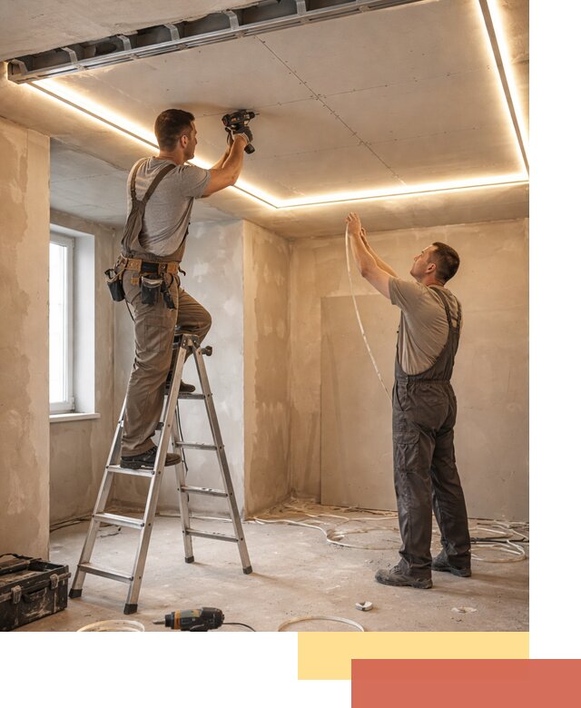 Потолок из гипсокартона с подсветкой в Сосногорске