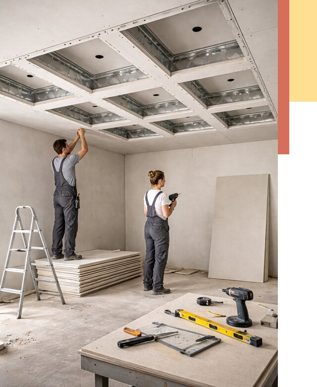 Кессонный потолок из гипсокартона в Сосногорске от 1908 руб. — монтаж и под ключ | ОТДЕЛОЧНИК-Сно