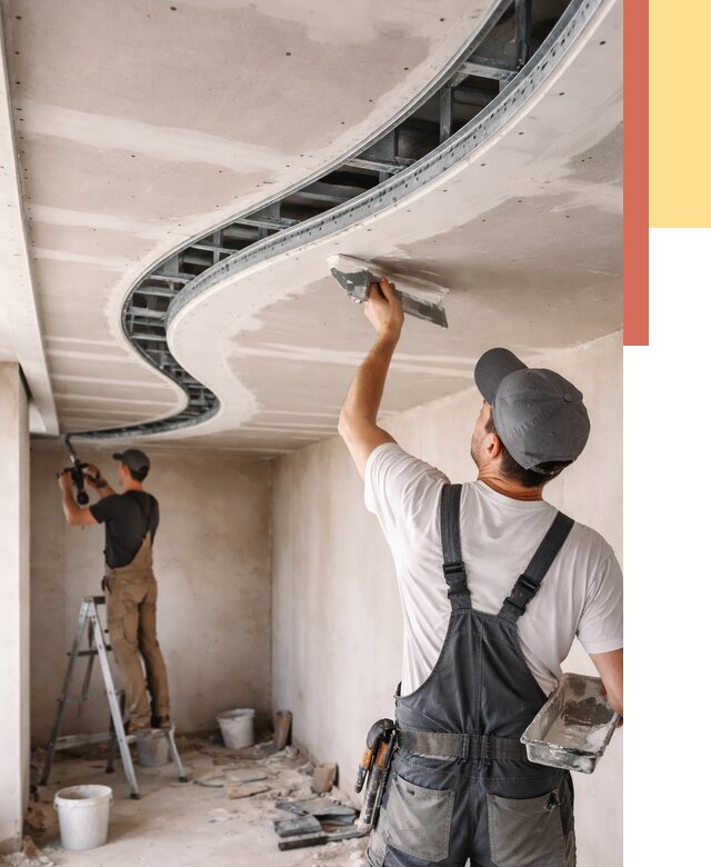 Криволинейный потолок из гипсокартона в Сосногорске от 2166 руб./м2 | ОТДЕЛОЧНИК-Сно