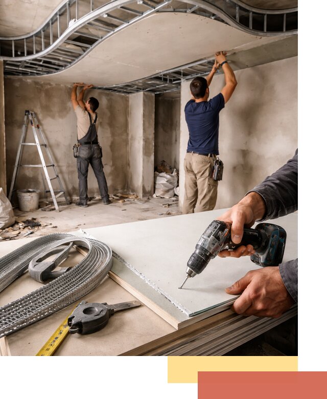 Криволинейный потолок из гипсокартона в Сосногорске — монтаж и отделка