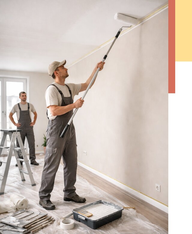 Покраска потолка из гипсокартона в Сосногорске от 4642 руб./м2 — услуги под ключ | ОТДЕЛОЧНИК-Сно