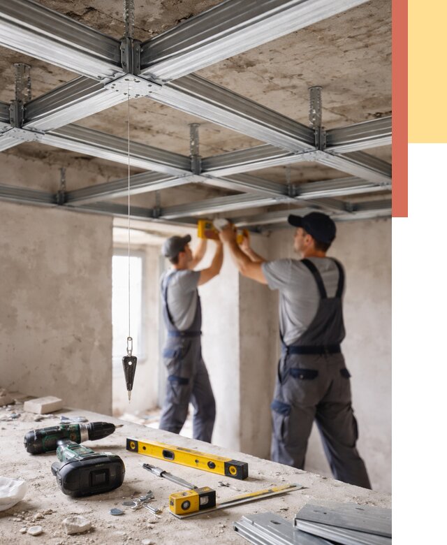 Монтаж каркаса потолка из профиля в Сосногорске от 4642 руб. — услуги ОТДЕЛОЧНИК-Сно