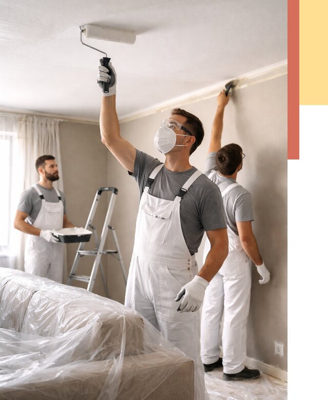 Покраска потолка водоэмельсионной краской в Сосногорске от 2270 руб/м² — услуги под ключ | ОТДЕЛОЧНИК-Сно