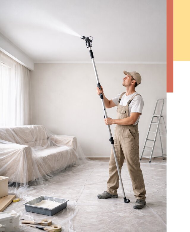 Покраска потолка краскопультом в Сосногорске от 4642 руб. быстро и недорого | ОТДЕЛОЧНИК-Сно