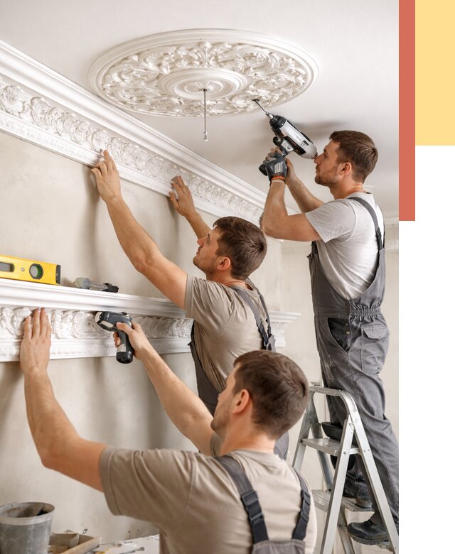 Монтаж лепнины на потолок в Сосногорске от 3301 руб. быстро и недорого | ОТДЕЛОЧНИК-Сно