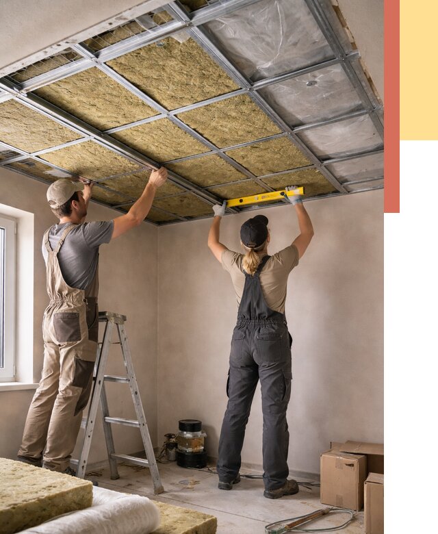 Шумоизоляция потолка в Сосногорске от 1290 руб. под ключ — услуги ОТДЕЛОЧНИК-Сно